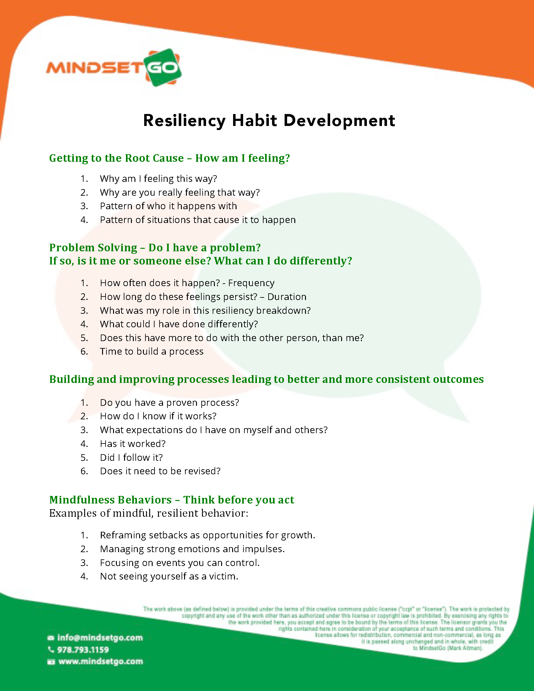 Resiliency Habit Development Process